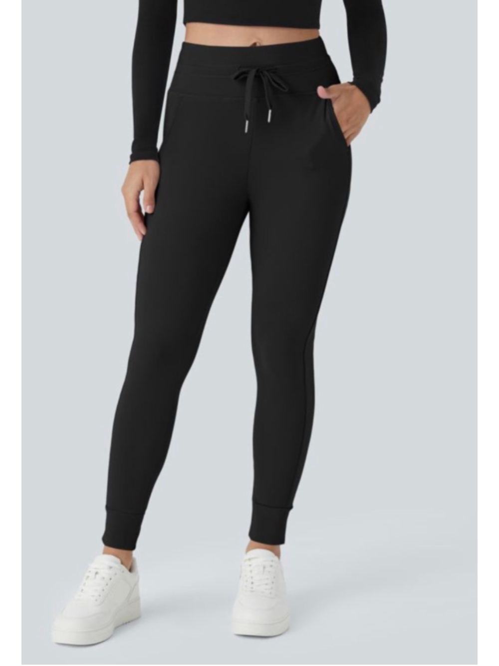 Halara SoftlyZero Plush High Waisted Drawstring Pocket Joggers Black XS NWT